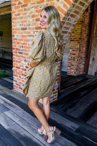 Sunlit Meadow Ruched Mini Dress