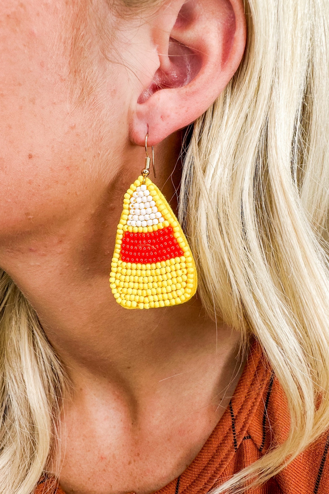 Beaded Candy Corn Earring