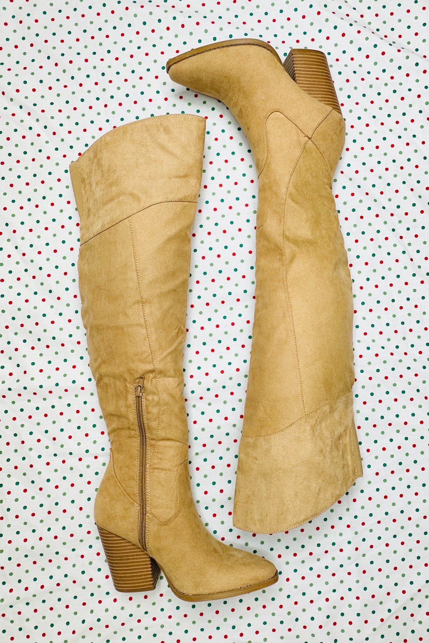 Over-The-Knee Suede Boots in Camel