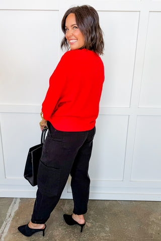 The Easy Does It Cardigan in Red