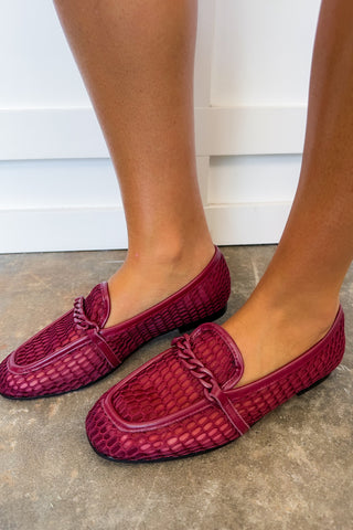 The Bailee Burgundy Mesh Loafers by Mia