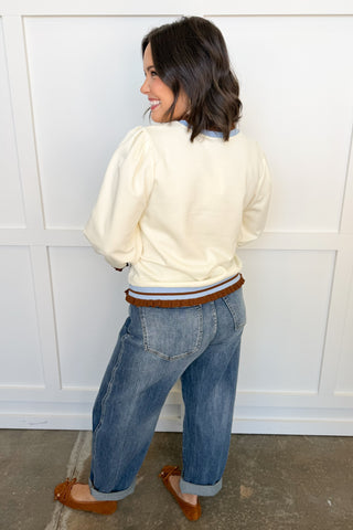 Ruffle Ready Trim Top in Cream