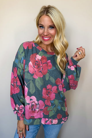 Charcoal Rose Garden Top