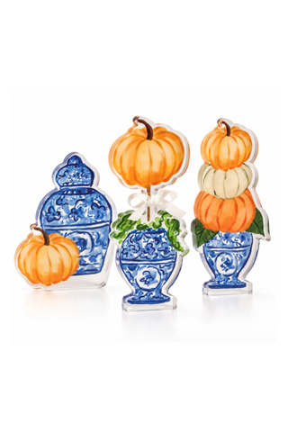 Chinoiserie Jar & Pumpkin Topiary Acrylic Sitter