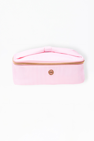 Make Me Blush Cosmetic Bag in Pink Stripes by Mary Square