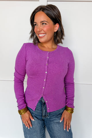 Sweet Simplicity Button Front Top in Violet