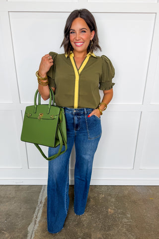 The Peyton Jeans by Bayeas- High Rise Wide Leg Dark Wash