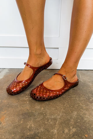 Hot Pink Deal - Posie Jelly Flat in Brown