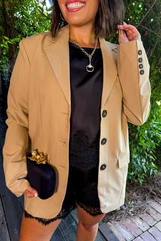 Boyfriend Cut Oversized Blazer in Camel