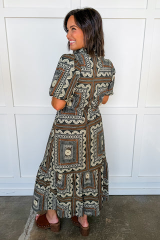 Western Romance Tie Waist Midi Dress