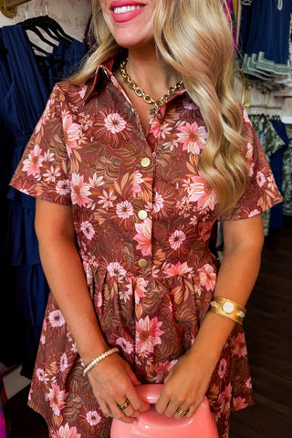 Harvest Bloom Collared Babydoll Dress