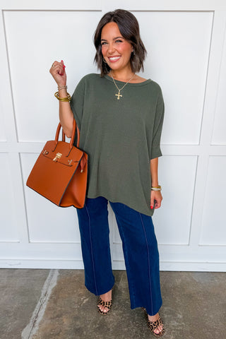 Dear Scarlett Essential Ribbed Top in Olive