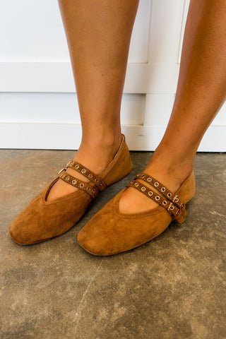 All Eyes On Me Corkys Mary Jane Flat in Camel Suede