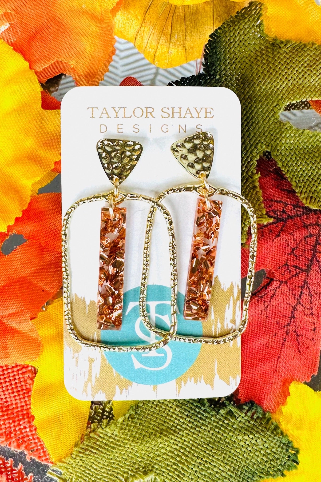 Sutton Rectangle Sequin Stick Hoop Earrings by Taylor Shaye