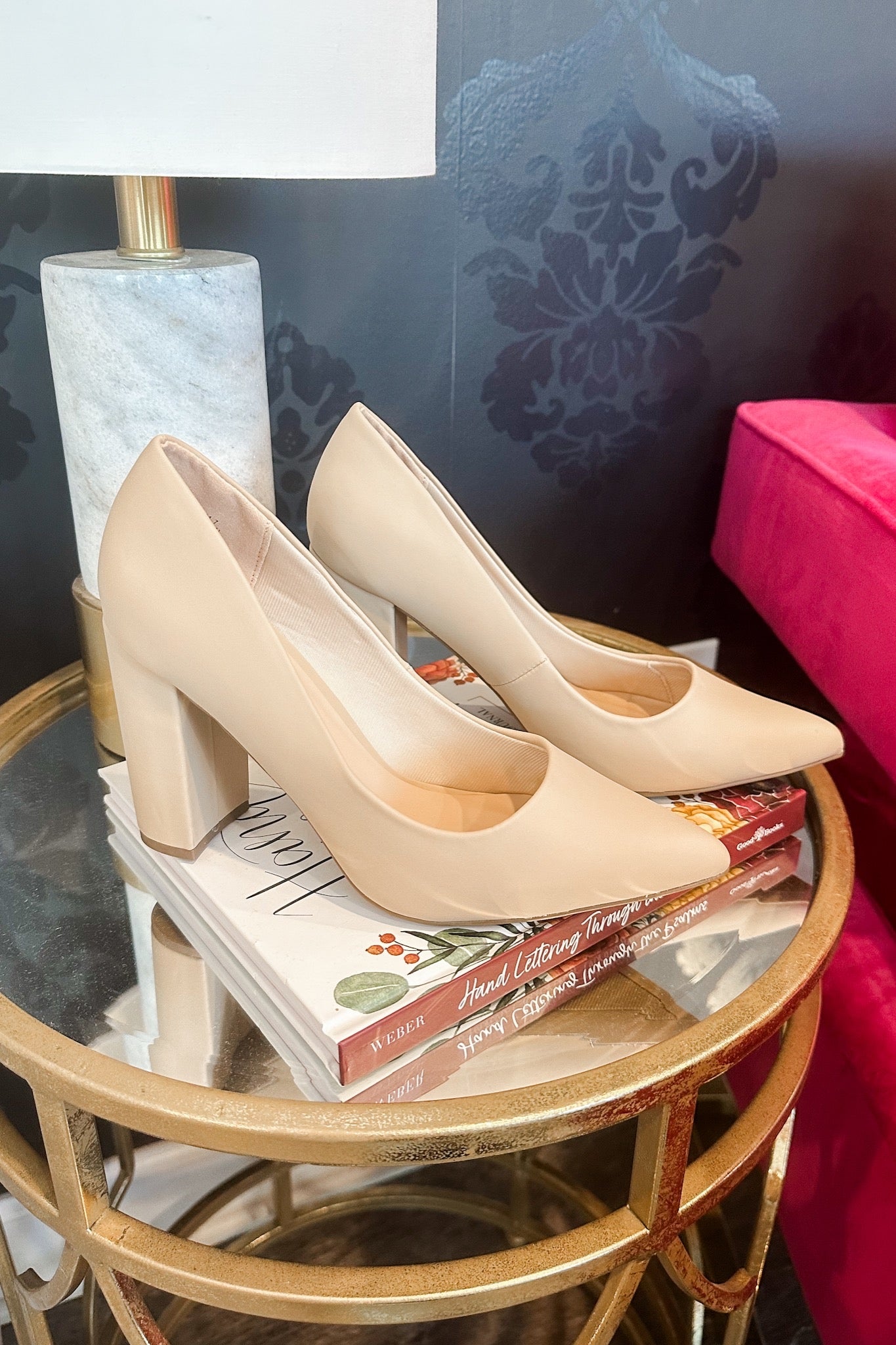 Queen of The Night Block Heels in Nude