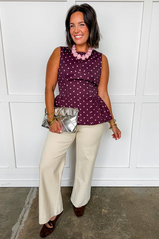 Cutie Peplum Top in Burgundy
