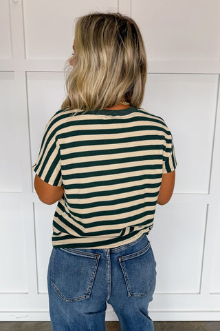 The Simply Chic Stripe Top in Sea Green