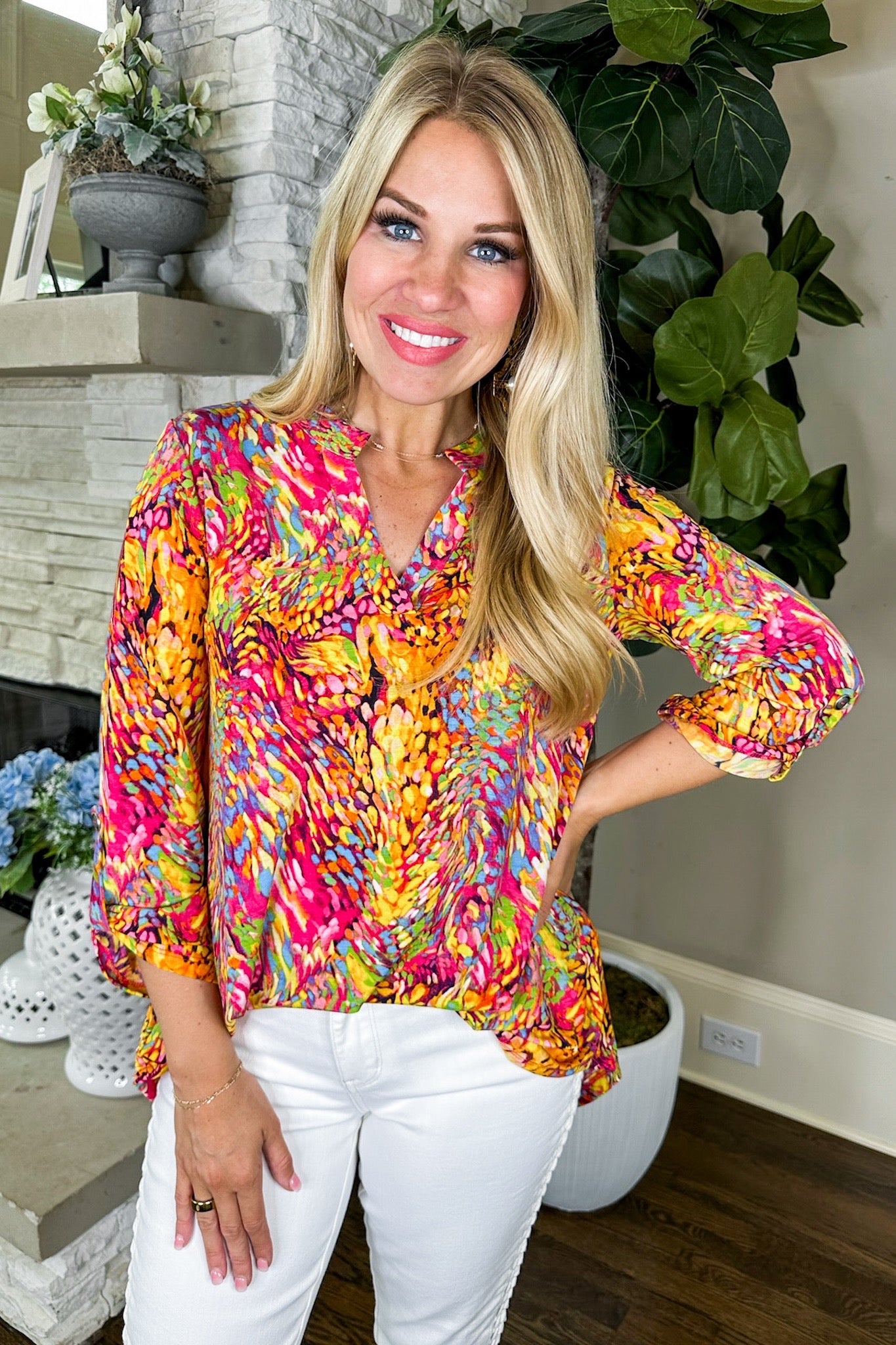 The Lizzy Top in Multi Color Animal Print