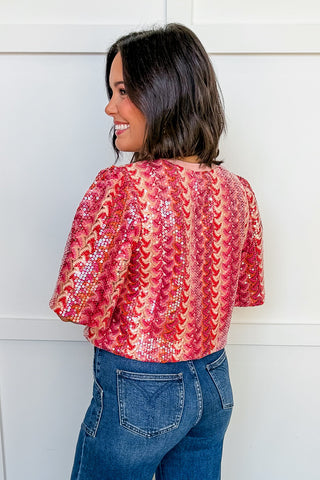 Blushing In Sequins Top