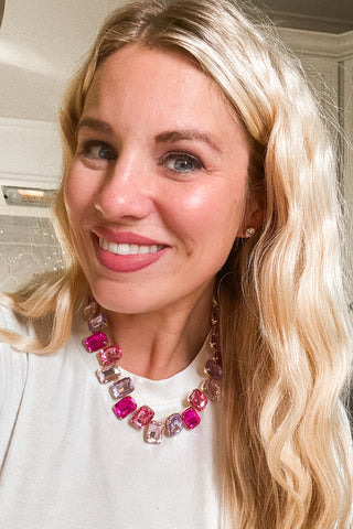 The Ashlee Gemstone Necklace in Shades of Pink