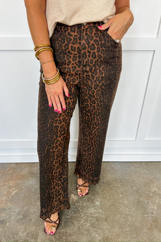 Wild Edge Leopard Print Scalloped Pant