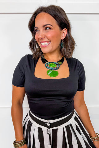 Always In Style Square Neck Top in Black