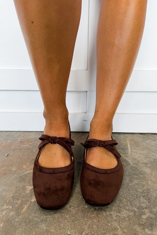 Layover Bow Tie Corkys Mary Jane Flat in Chocolate