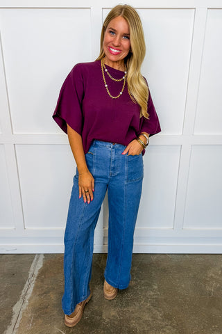 Cozy Essential Knit Top in Burgundy