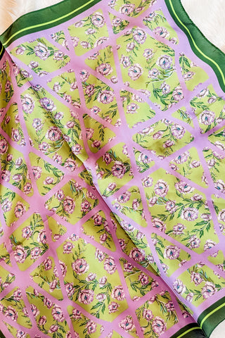 Lilac & Green Silk Bandana Scarf