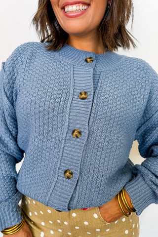 Keep It Cozy Knit Cardigan in Blue