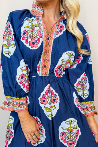 The Juliette Dress in Navy Floral Print