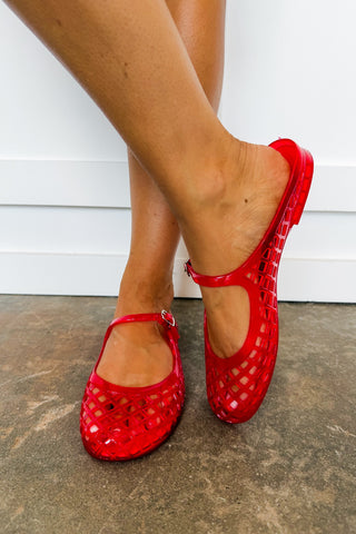 Hot Pink Deal - Posie Jelly Flat in Red