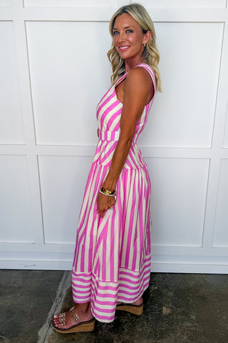 Barbie On Vacay Stripe Midi Dress