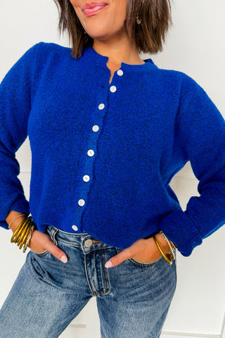 The Hallie Knit Cardigan in Cobalt Blue