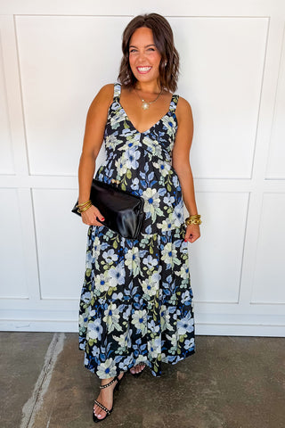 Midnight Garden Affair Midi Dress
