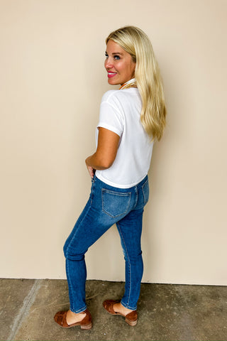 High Rise Medium Wash Skinny Jean by Mica