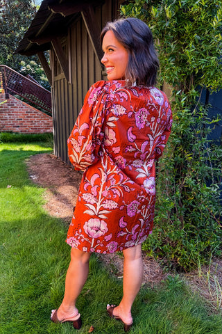 Among The Wildflowers Dress in Rust