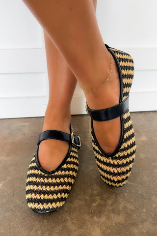Left On Read Mary Jane Flats in Black