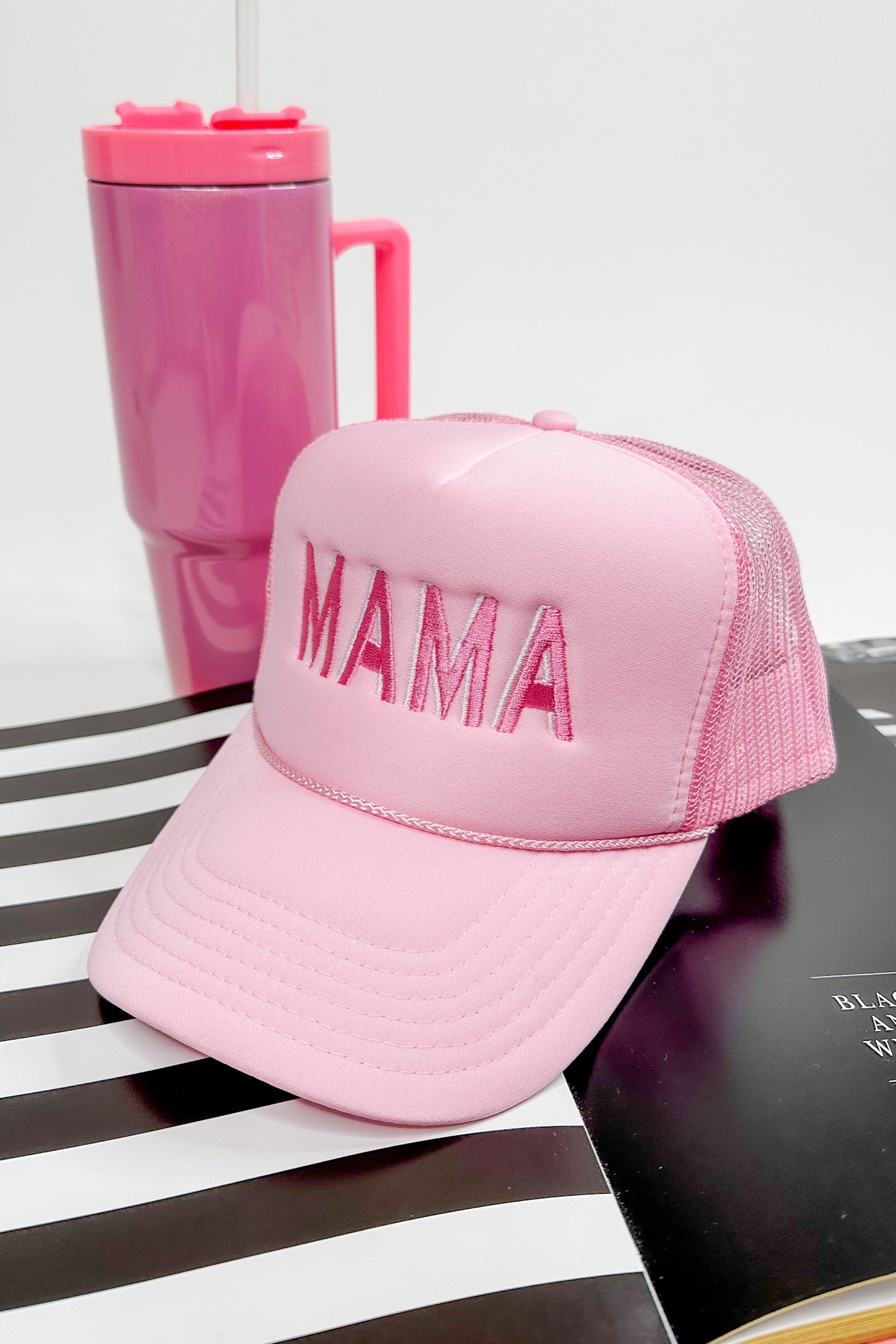 Mama Embroidered Pink Trucker Hat