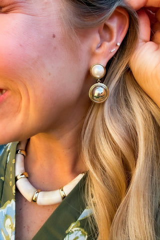 Luxe Pearl Mixed Metal Drop Earrings