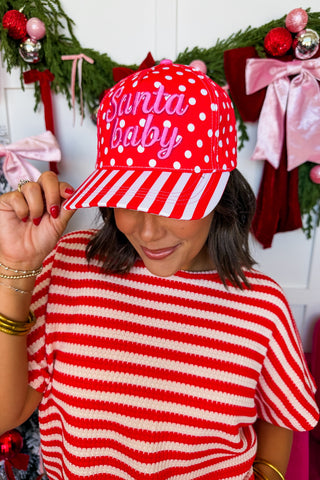 Santa Baby Stripe & Polka Dot Trucker Hat