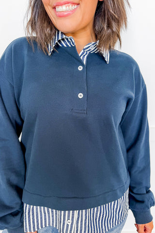 Best Of Both Layered Top in Navy