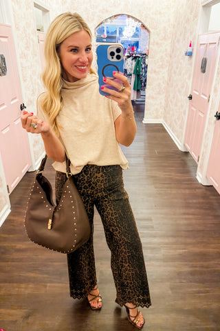 Wild Edge Leopard Print Scalloped Pant