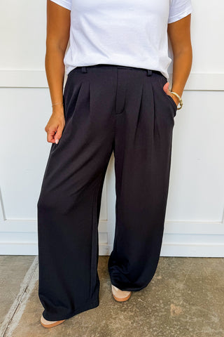 The Isabelle Wide Leg Tailored Trousers in Black