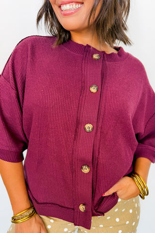 The Easy Does It Cardigan in Dark Cherry