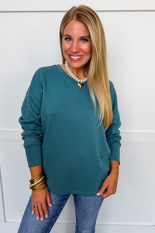 The Haven Relaxed Pullover in Teal