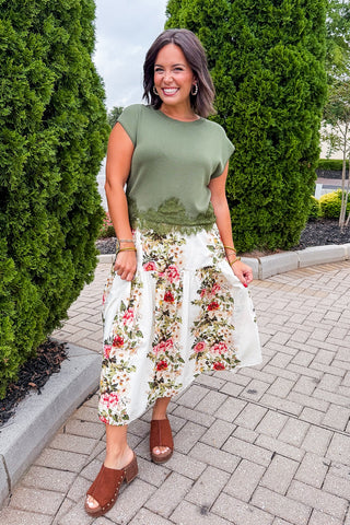 The Darling Days Lace Top in Olive