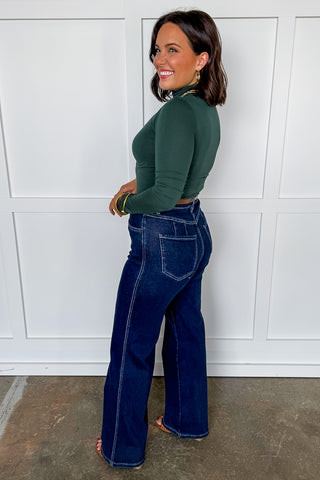 Hot Pink Deal - Essential Turtleneck Top in Green