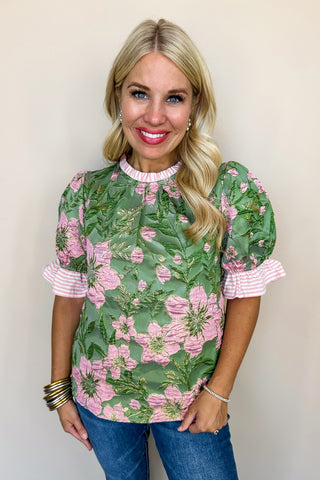 Bloom & Flower Green Blouse