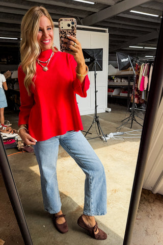 Timeless Touch Boxy Sweater in Red